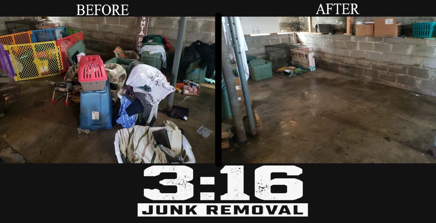 Before and after basement cleanout