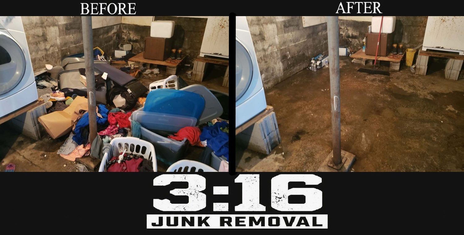 Before and after basement junk removal